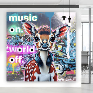 Poster Musik on Bambi Street Art Quadrat