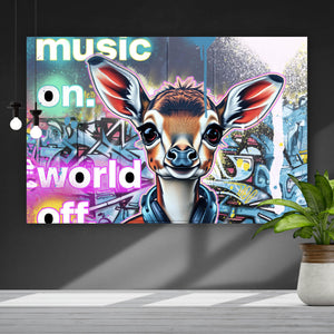 Acrylglasbild Musik on Bambi Street Art Querformat