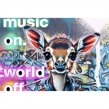 Lade das Bild in den Galerie-Viewer, Leinwandbild Musik on Bambi Street Art Querformat
