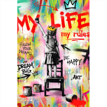 Lade das Bild in den Galerie-Viewer, Aluminiumbild My Life my rules Pop Art Hochformat
