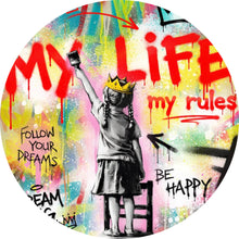 Lade das Bild in den Galerie-Viewer, Aluminiumbild My Life my rules Pop Art Kreis
