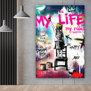 Acrylglasbild My Life my rules Pop Art No. 2 Hochformat