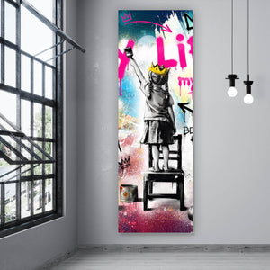 Aluminiumbild gebürstet My Life my rules Pop Art No. 2 Panorama Hoch