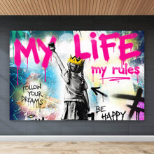 Lade das Bild in den Galerie-Viewer, Spannrahmenbild My Life my rules Pop Art No. 2 Querformat
