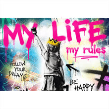 Lade das Bild in den Galerie-Viewer, Leinwandbild My Life my rules Pop Art No. 2 Querformat
