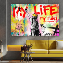 Lade das Bild in den Galerie-Viewer, Poster My Life my rules Pop Art Querformat
