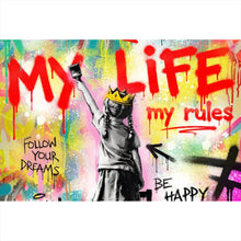 Lade das Bild in den Galerie-Viewer, Acrylglasbild My Life my rules Pop Art Querformat
