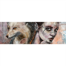 Lade das Bild in den Galerie-Viewer, Poster Mystische Frau mit Fuchs Abstrakt Panorama

