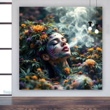 Lade das Bild in den Galerie-Viewer, Poster Mystische rauchende Frau mit Blüten Quadrat
