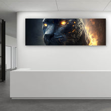 Lade das Bild in den Galerie-Viewer, Aluminiumbild Mystischer Panther umhüllt von Flammen Panorama
