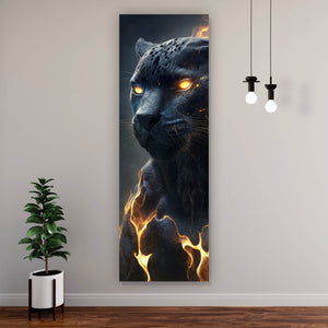 Poster Mystischer Panther umhüllt von Flammen Panorama Hoch