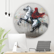 Lade das Bild in den Galerie-Viewer, Aluminiumbild Banksy Mystischer Reiter auf steigendem Pferd Kreis
