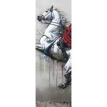 Lade das Bild in den Galerie-Viewer, Acrylglasbild Banksy Mystischer Reiter auf steigendem Pferd Panorama Hoch
