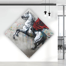 Lade das Bild in den Galerie-Viewer, Aluminiumbild Banksy Mystischer Reiter auf steigendem Pferd Raute
