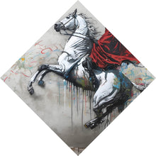 Lade das Bild in den Galerie-Viewer, Aluminiumbild gebürstet Banksy Mystischer Reiter auf steigendem Pferd Raute
