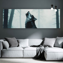 Lade das Bild in den Galerie-Viewer, Poster Mystisches Wolfsmotiv mit Vollmond im Wald Panorama
