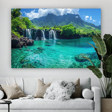 Lade das Bild in den Galerie-Viewer, Acrylglasbild Naturparadies mit Wasserfall Kulisse Querformat
