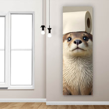 Lade das Bild in den Galerie-Viewer, Spannrahmenbild Niedlicher Otter mit Toilettenpapier Panorama Hoch
