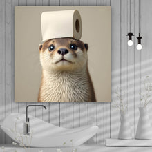 Lade das Bild in den Galerie-Viewer, Aluminiumbild Niedlicher Otter mit Toilettenpapier Quadrat
