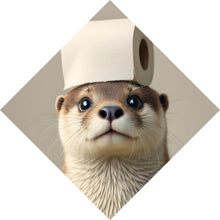 Lade das Bild in den Galerie-Viewer, Aluminiumbild gebürstet Niedlicher Otter mit Toilettenpapier Raute
