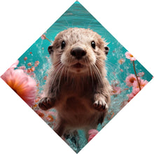 Lade das Bild in den Galerie-Viewer, Aluminiumbild Niedlicher Otter unter Wasser mit Blumen Raute
