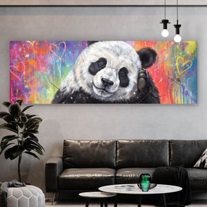 Spannrahmenbild Niedlicher Panda Graffiti Panorama