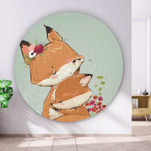 Aluminiumbild gebürstet Niedliches Fuchsdesign Kreis