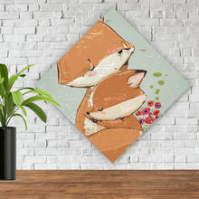 Lade das Bild in den Galerie-Viewer, Aluminiumbild gebürstet Niedliches Fuchsdesign Raute
