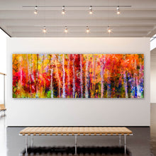 Lade das Bild in den Galerie-Viewer, Spannrahmenbild Gemälde Bunte Herbstlandschaft Panorama
