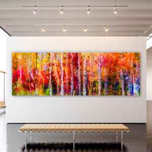 Leinwandbild Gemälde Bunte Herbstlandschaft Panorama