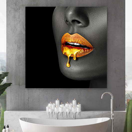 Poster Orangene Lippen Quadrat