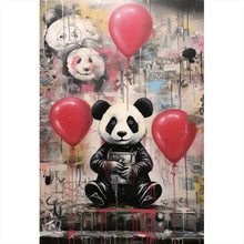Lade das Bild in den Galerie-Viewer, Leinwandbild Panda mit Luftballons Graffiti Stil Hochformat
