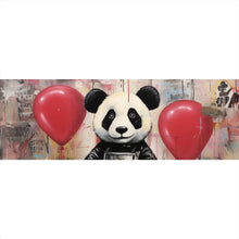 Lade das Bild in den Galerie-Viewer, Acrylglasbild Panda mit Luftballons Graffiti Stil Panorama

