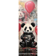Lade das Bild in den Galerie-Viewer, Leinwandbild Panda mit Luftballons Graffiti Stil Panorama Hoch

