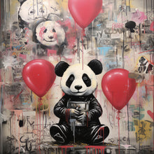 Lade das Bild in den Galerie-Viewer, Poster Panda mit Luftballons Graffiti Stil Quadrat
