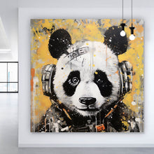 Lade das Bild in den Galerie-Viewer, Poster Panda musikalisch mit Kopfhörern Quadrat
