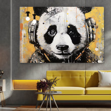 Lade das Bild in den Galerie-Viewer, Poster Panda musikalisch mit Kopfhörern Querformat
