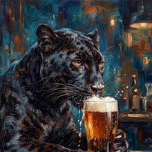 Lade das Bild in den Galerie-Viewer, Acrylglasbild Panther genießt Bier Quadrat
