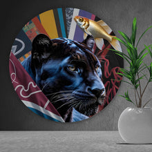 Lade das Bild in den Galerie-Viewer, Aluminiumbild Panther und Fische modern Kreis
