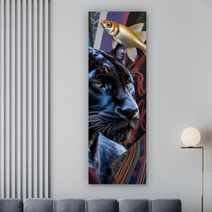 Leinwandbild Panther und Fische modern Panorama Hoch