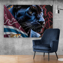 Lade das Bild in den Galerie-Viewer, Leinwandbild Panther und Fische modern Querformat
