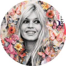 Lade das Bild in den Galerie-Viewer, Aluminiumbild Pop Art Collage mit Schmetterlingen Kreis
