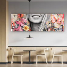 Lade das Bild in den Galerie-Viewer, Leinwandbild Pop Art Collage mit Schmetterlingen Panorama
