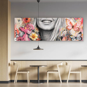 Poster Pop Art Collage mit Schmetterlingen Panorama