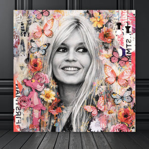 Poster Pop Art Collage mit Schmetterlingen Quadrat