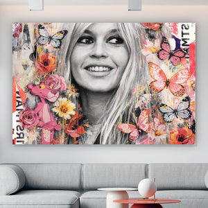 Poster Pop Art Collage mit Schmetterlingen Querformat