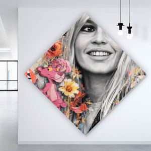 Aluminiumbild Pop Art Collage mit Schmetterlingen Raute