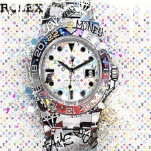 Lade das Bild in den Galerie-Viewer, Leinwandbild Pop Art Uhr Bling Quadrat
