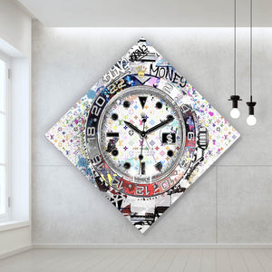 Leinwandbild Pop Art Uhr Bling Raute