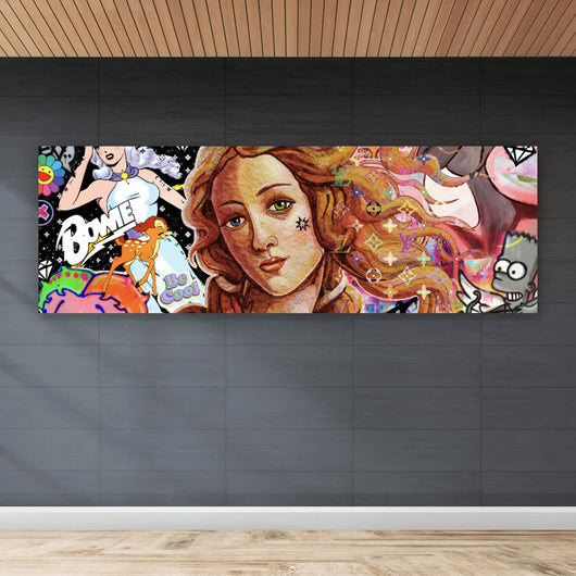 Leinwandbild Pop Art Venus mit Comic Figuren Panorama